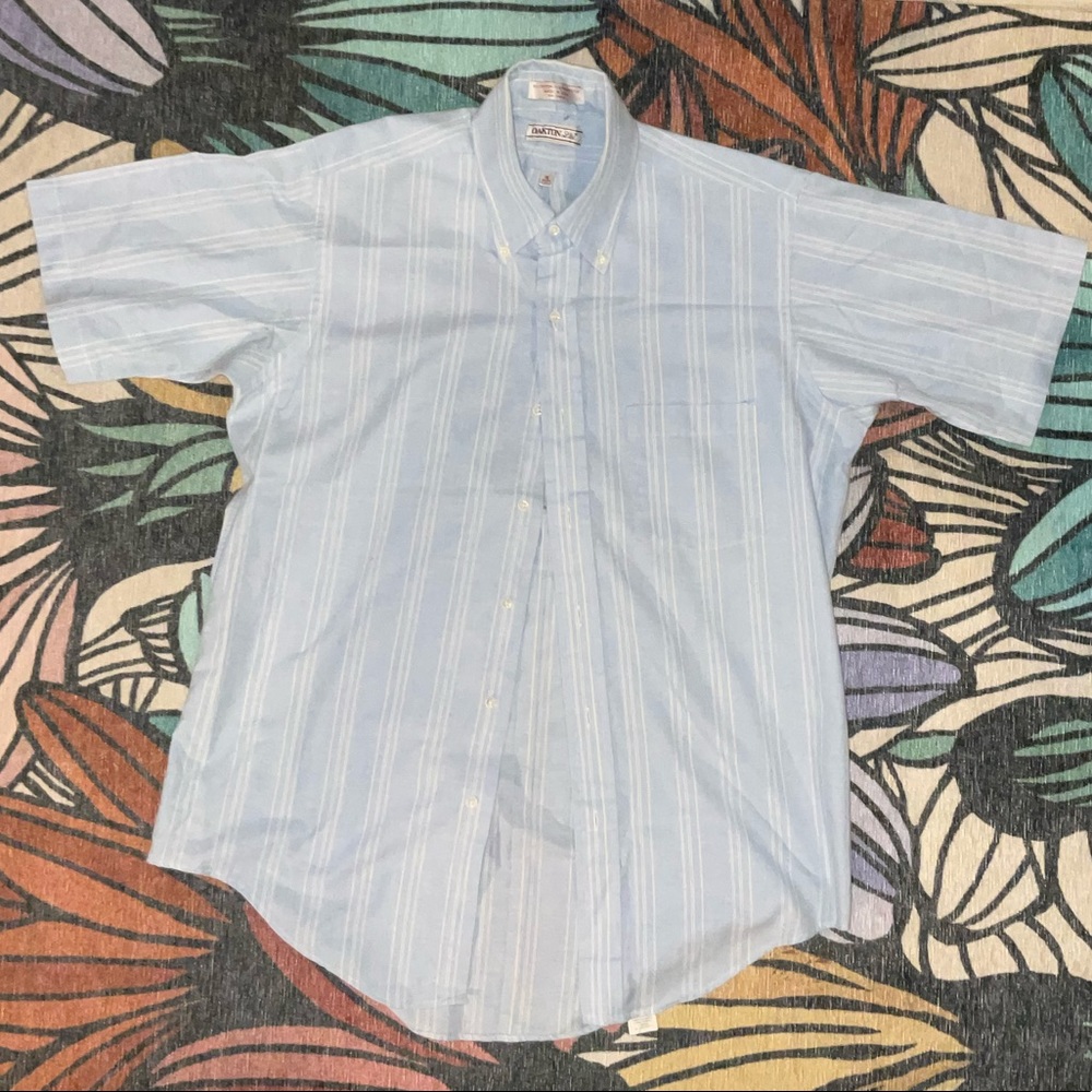 Oakton Ltd Button Down Blue White Stripe Shirt